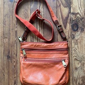 Fossil Orange Leather Crossbody